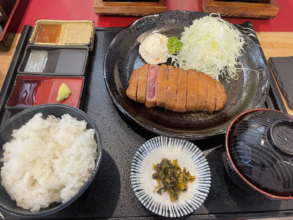 Japanese beef cutlet and miso soup set